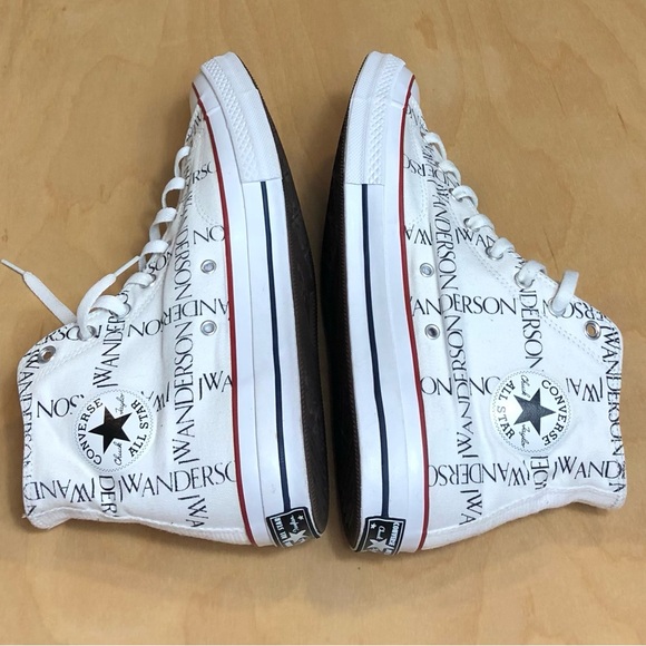 JW Anderson White Converse Edition Grid Logo Sneakers Unisex Size 12. - Picture 8 of 13